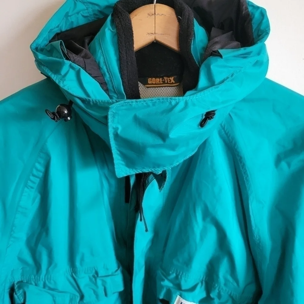 Vintage Kokatat Waterproof Jacket Green Blue Mesh Lined L Large